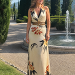 Callania | Floral Print Sleeveless V Neck Midi Dress