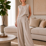 Rosrina | Sleeveless Relaxed Top And Wide Leg Pants Set