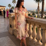Valthea | Floral Wrap Ruched Midi Dress