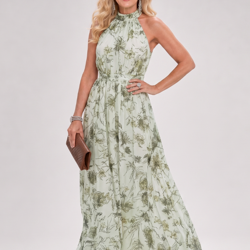 Solmae | Floral Print Flowing Skirt Midi Dress