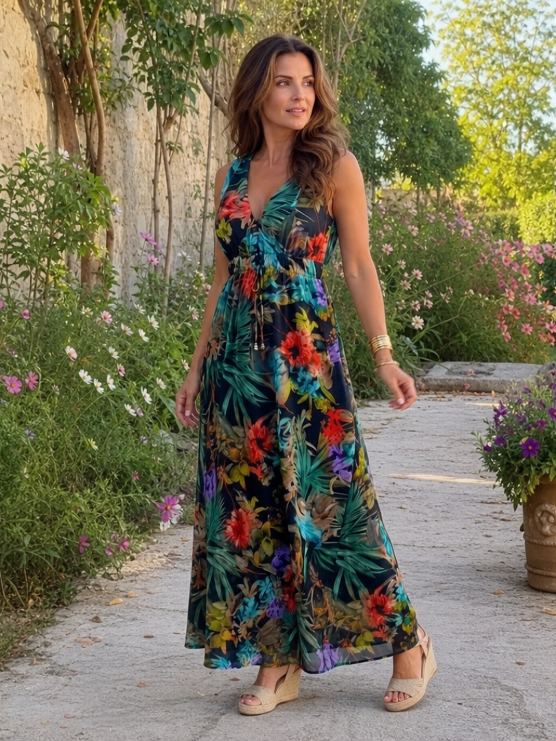 Velmae | Sleeveless Empire Waist Midi Dress