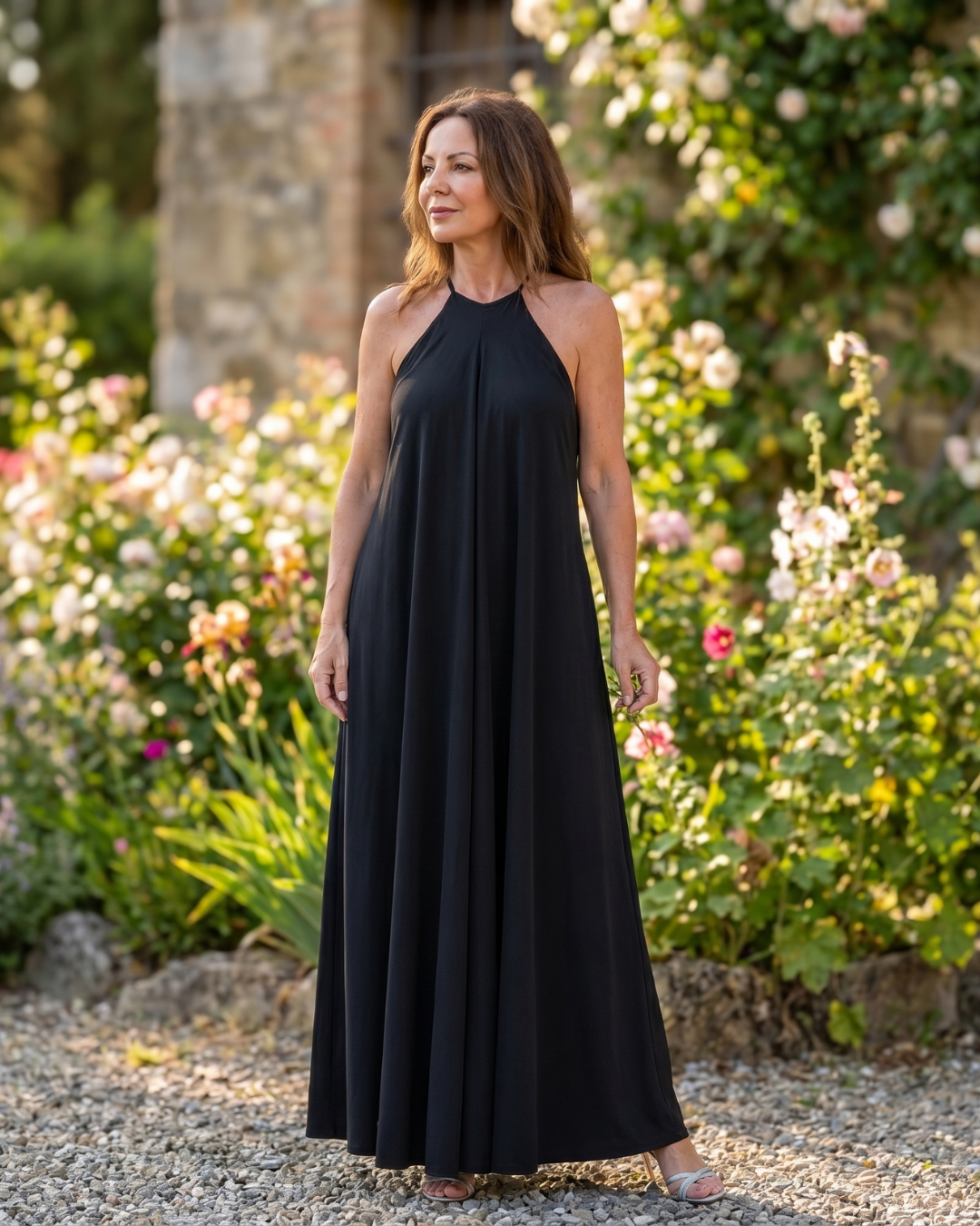Velbelle | Sleeveless Soft Neck Flowing Maxi Dress