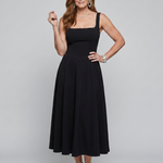 Dalbelle | Sleeveless Square Neck Flared Skirt Midi Dress