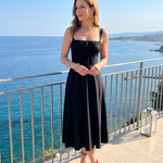 Kalwynne | Spaghetti Strap Ruched Bodice Midi Dress