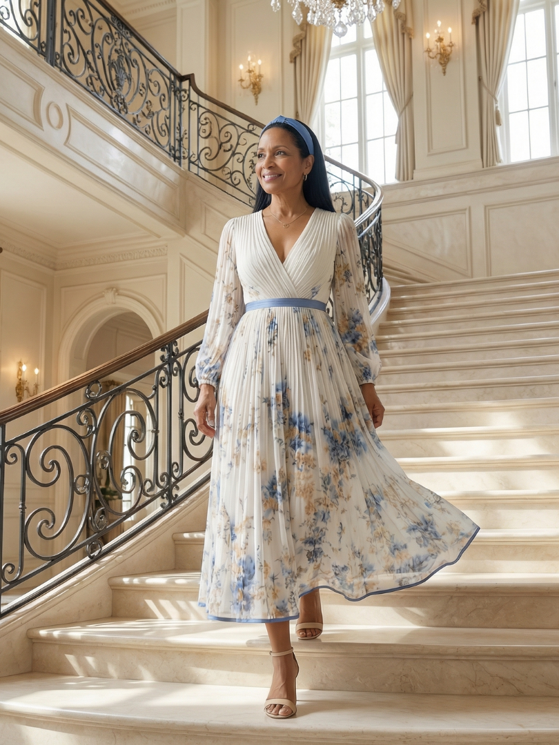 Serlia | Pleated Wrap Midi Dress