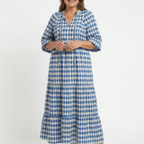Deldra | Diamond Print Tiered Midi Dress
