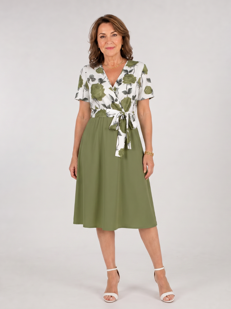 Valwen | Floral Tie Waist Midi Dress