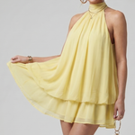 Marensia | High Neck Layered Chiffon Flared Hem Mini Dress