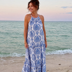 Pensia | Sleeveless Mixed Print Midi Dress