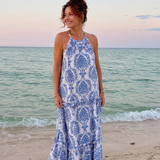 Pensia | Sleeveless Mixed Print Midi Dress