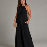 Gretabeth | Pleated Halter Neck Wide Leg Relaxed Jumpsuit