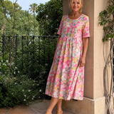 Dalnia | Printed Half Sleeve Midi Dress