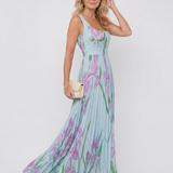 Camwen | Pleated Sleeveless Square Neck Midi Dress