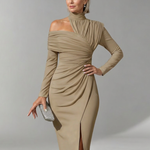 Vesrin | One Shoulder Draped Midi Dress