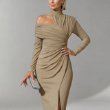 Vesrin | One Shoulder Draped Midi Dress
