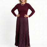 Serandra | Knit Top Pleated Skirt Midi Dress