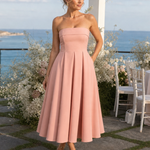 Permae | Strapless Structured Bodice Midi Dress
