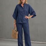 Frebeth | Button Front Relaxed Tunic Trouser Set