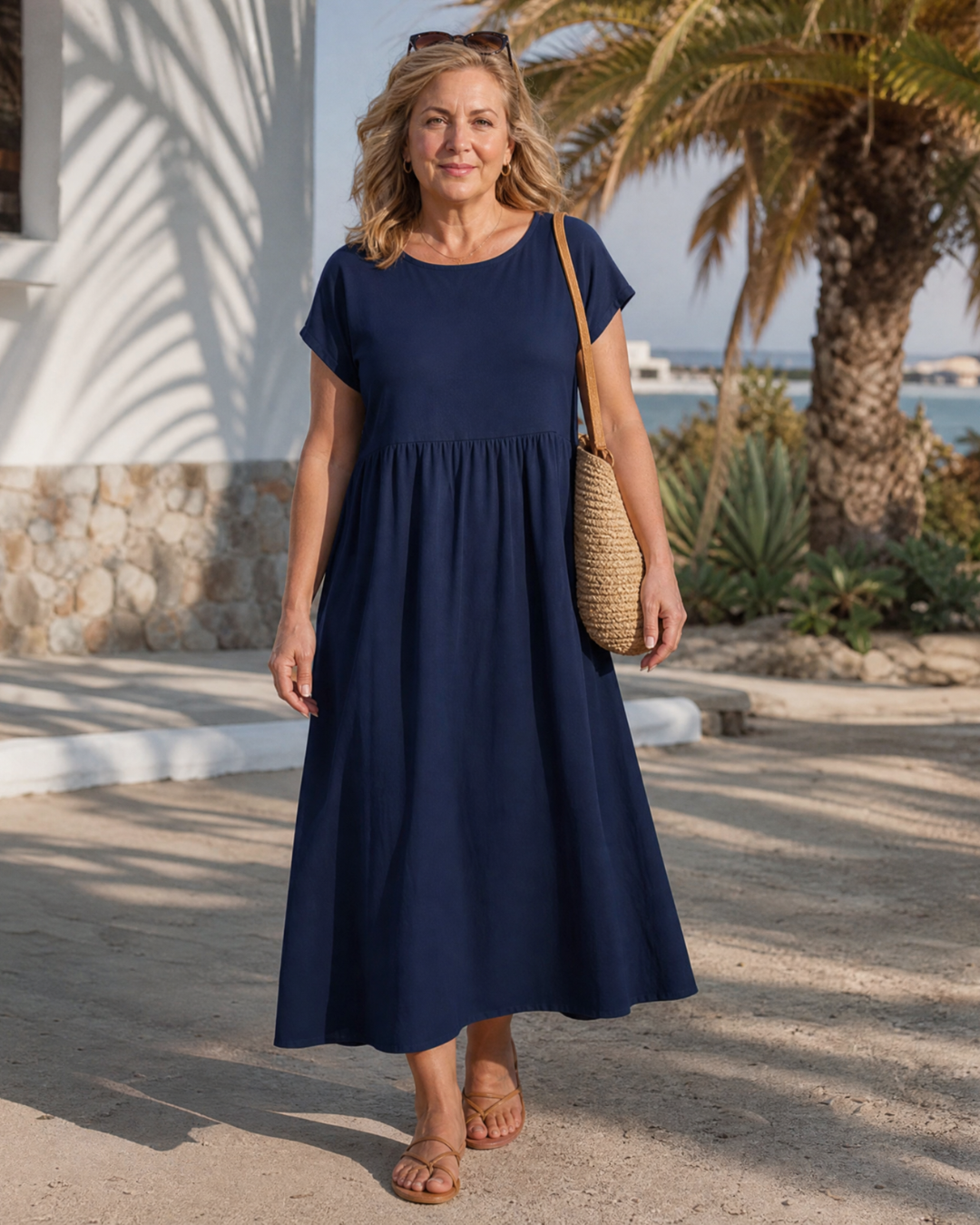 Linnette | Minimal Short Sleeve Relaxed Midi Dress