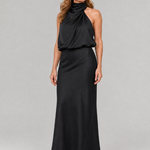 Taliana | Sleeveless Draped Neck Midi Dress