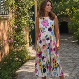 Juletta | Floral Print Sleeveless Round Neck Midi Dress
