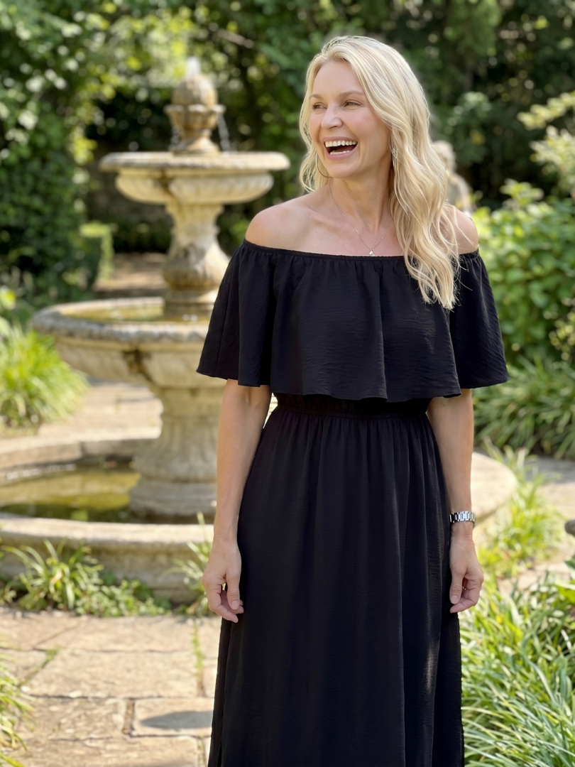 Orlalia | Off Shoulder Soft Floral Print Midi Dress