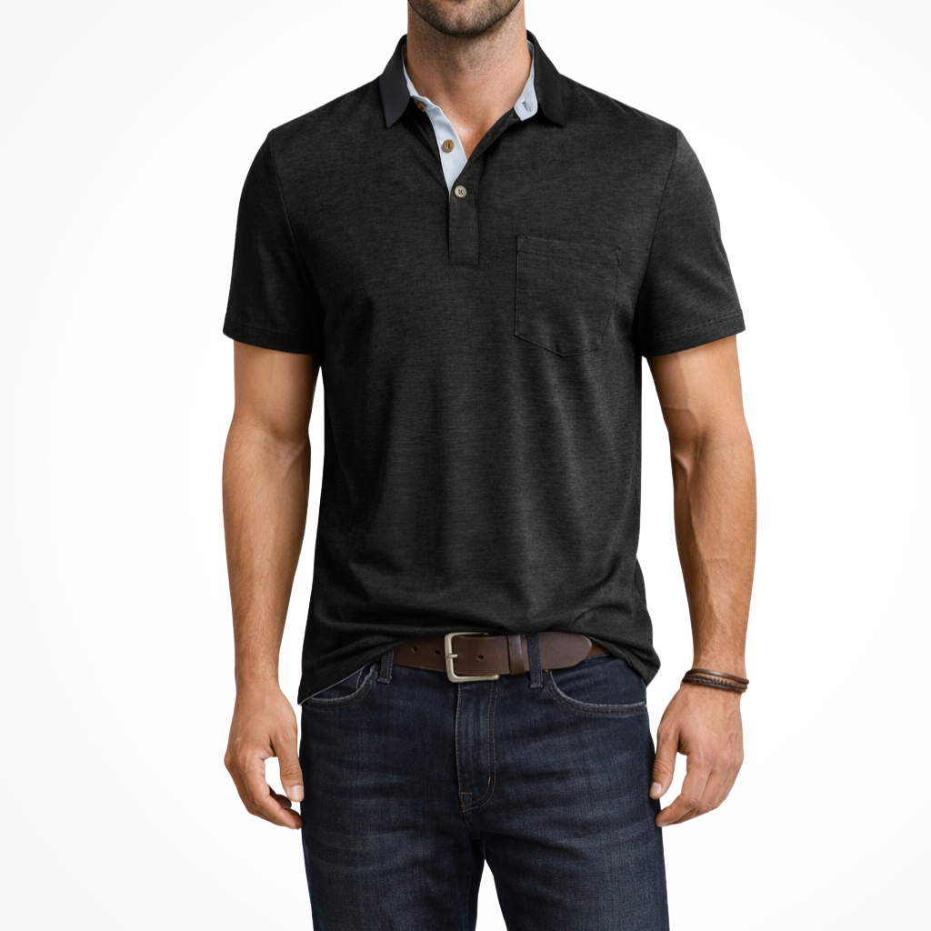 Joey | Men Contrast Collar Short Sleeve Polo Shirt with Pocket