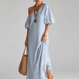 Vesrose | Striped Empire Waist Midi Dress