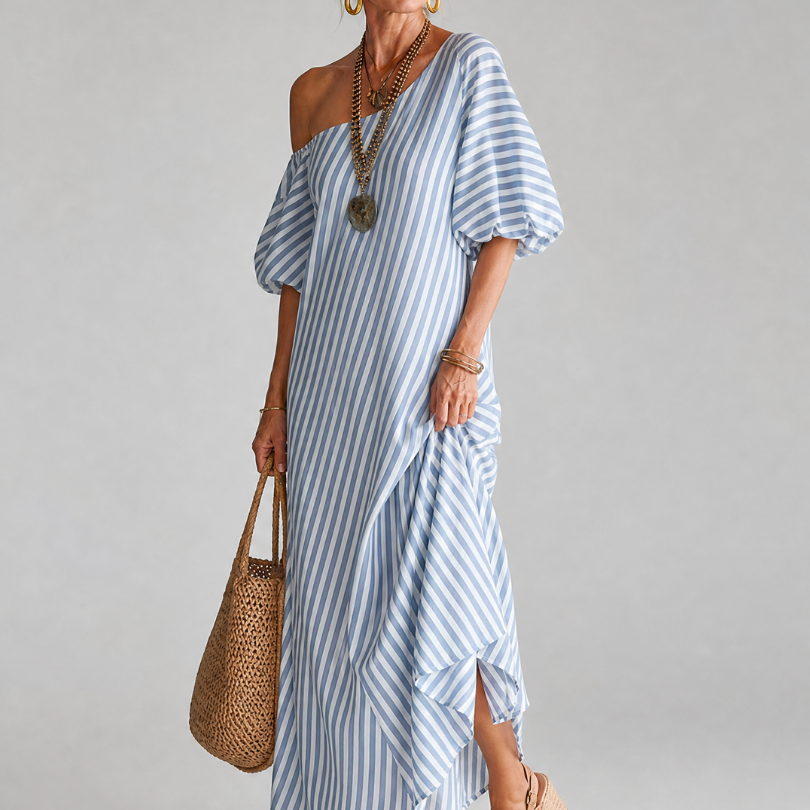 Vesrose | Striped Empire Waist Midi Dress