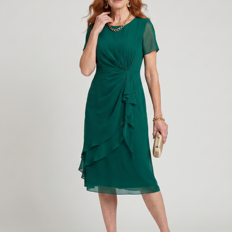 Callassa | Short Sleeve Layered Hem Midi Dress