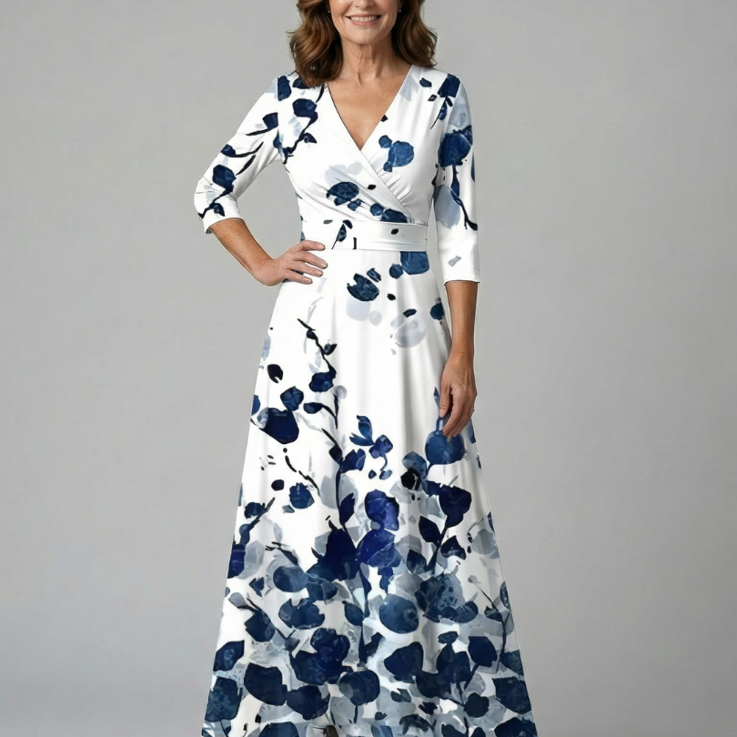 Liasette | Cross Wrap Neck Midi Dress