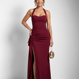 Vellia | Halter Neck High Side Slit Maxi Dress
