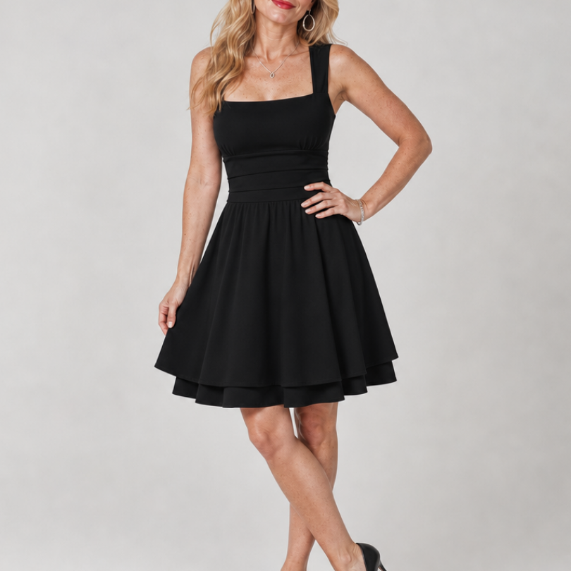 Tamsinlyn | Sleeveless Square Neck Flared Skirt Mini Dress