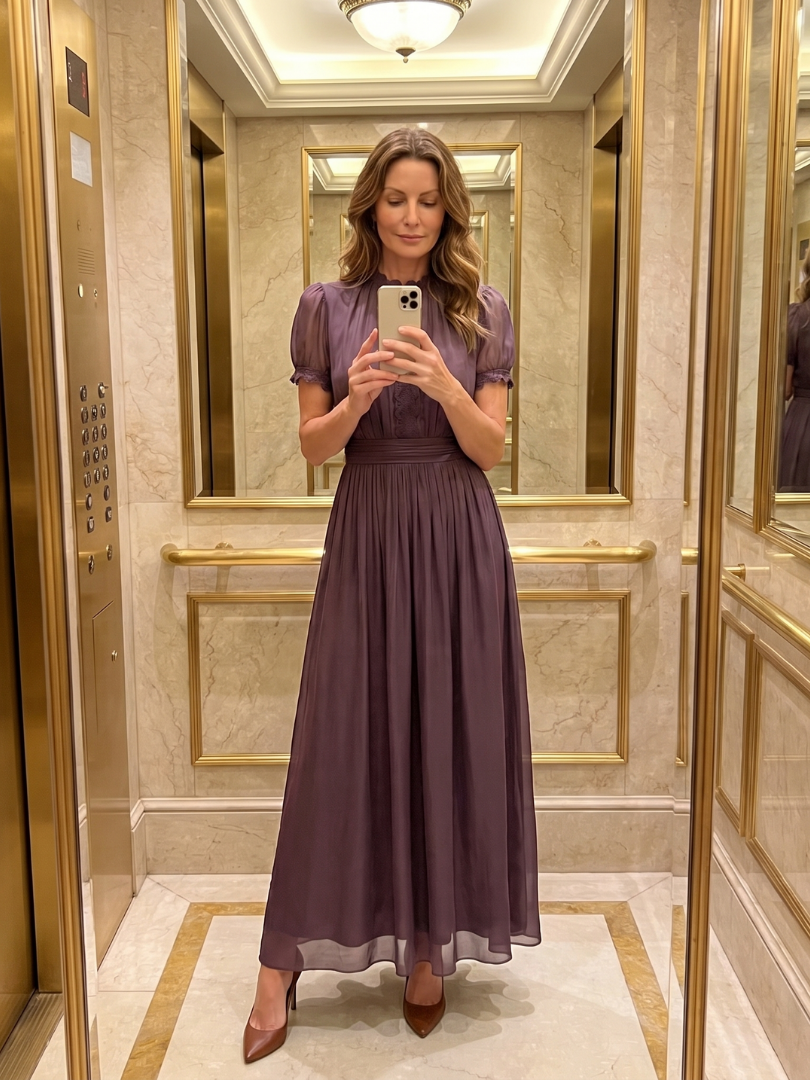 Valssa | Gathered Waist Keyhole Maxi Dress