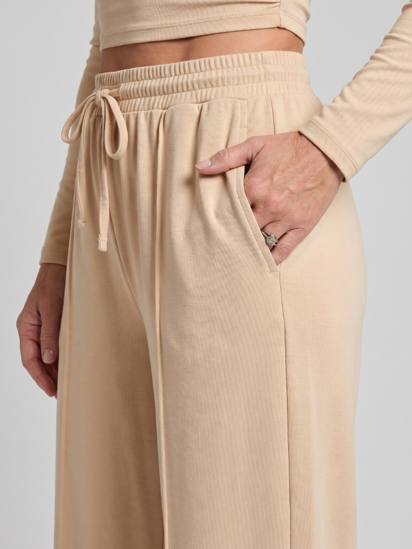 Lorlia | Long Sleeve Crew Neck Crop Top Pants Set