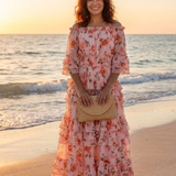 Kalsette | Off Shoulder Floral Ruffle Tiered Maxi Dress