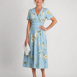 Serwynne | Floral Print Short Sleeve V Neck Midi Dress