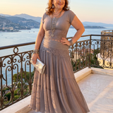 Pena | Draped Crop Top And Pleated Maxi Skirt Set