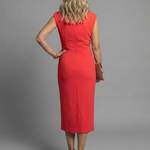Marenbeth | Sleeveless Structured Midi Dress with Front Slit