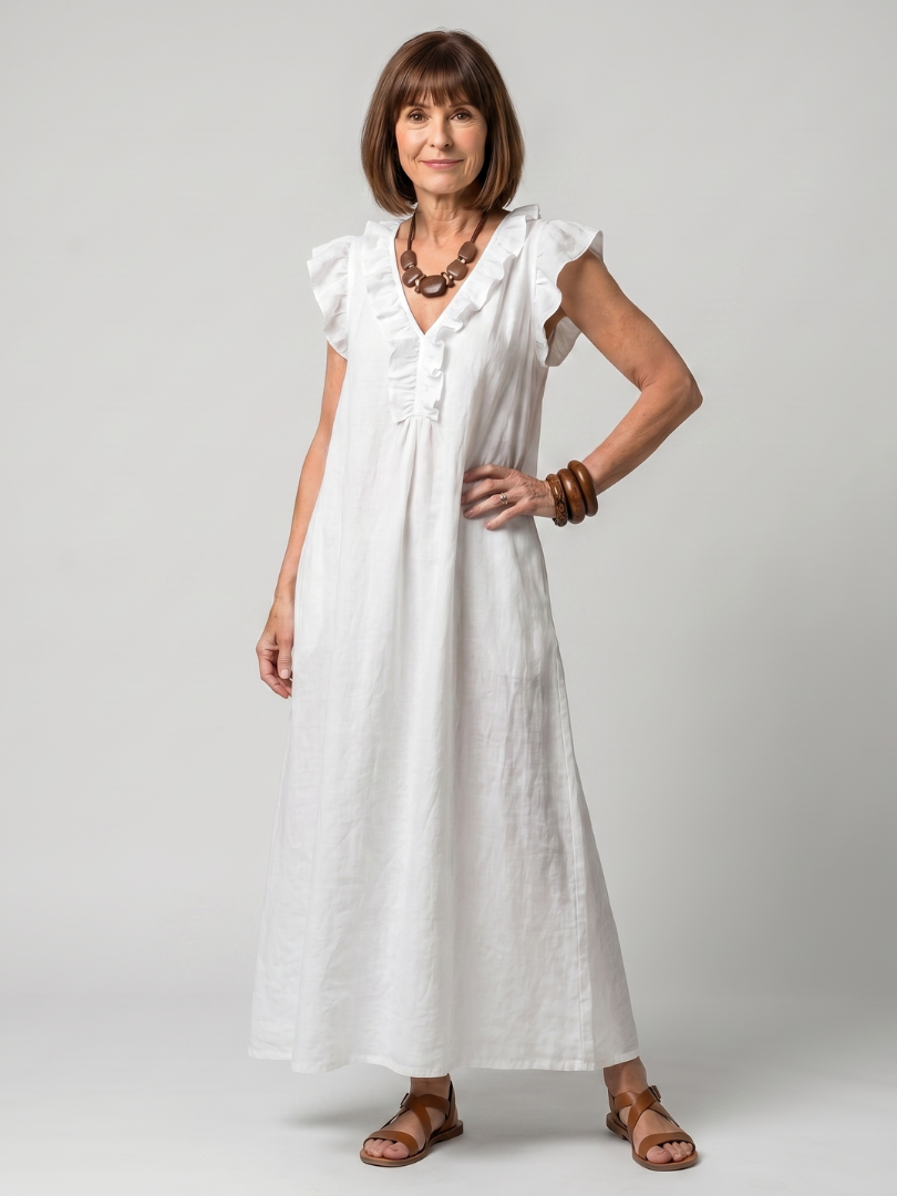 Temrose | Sleeveless Ruffle Trim Midi Dress