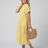 Roslora | Short Sleeve Stripe Pattern Midi Dress