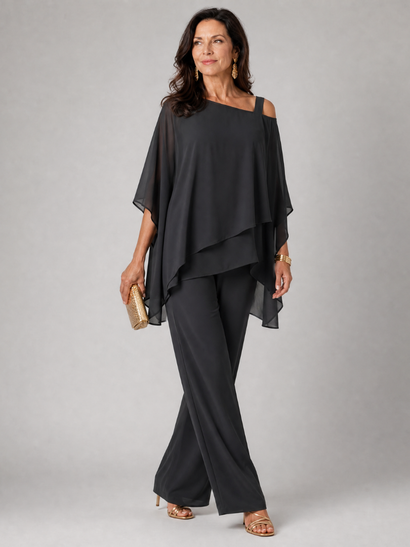 Taliadra | Layered Asymmetrical Two Piece Pant Set