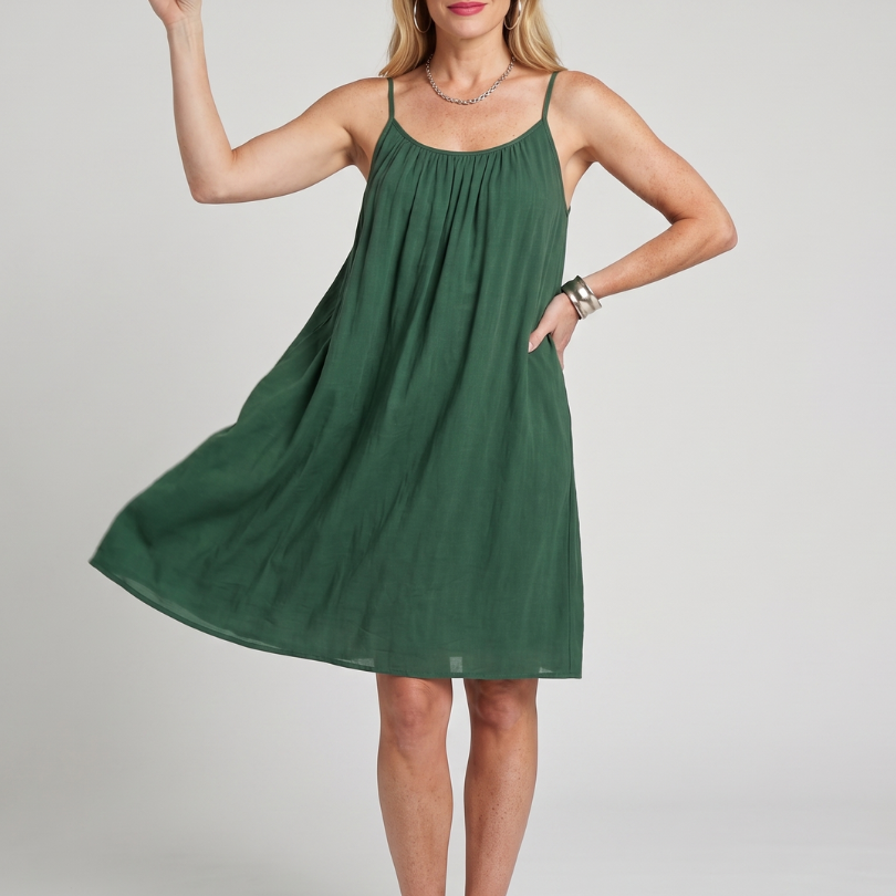Maemarie | Spaghetti Strap Open Back Knee Length Dress
