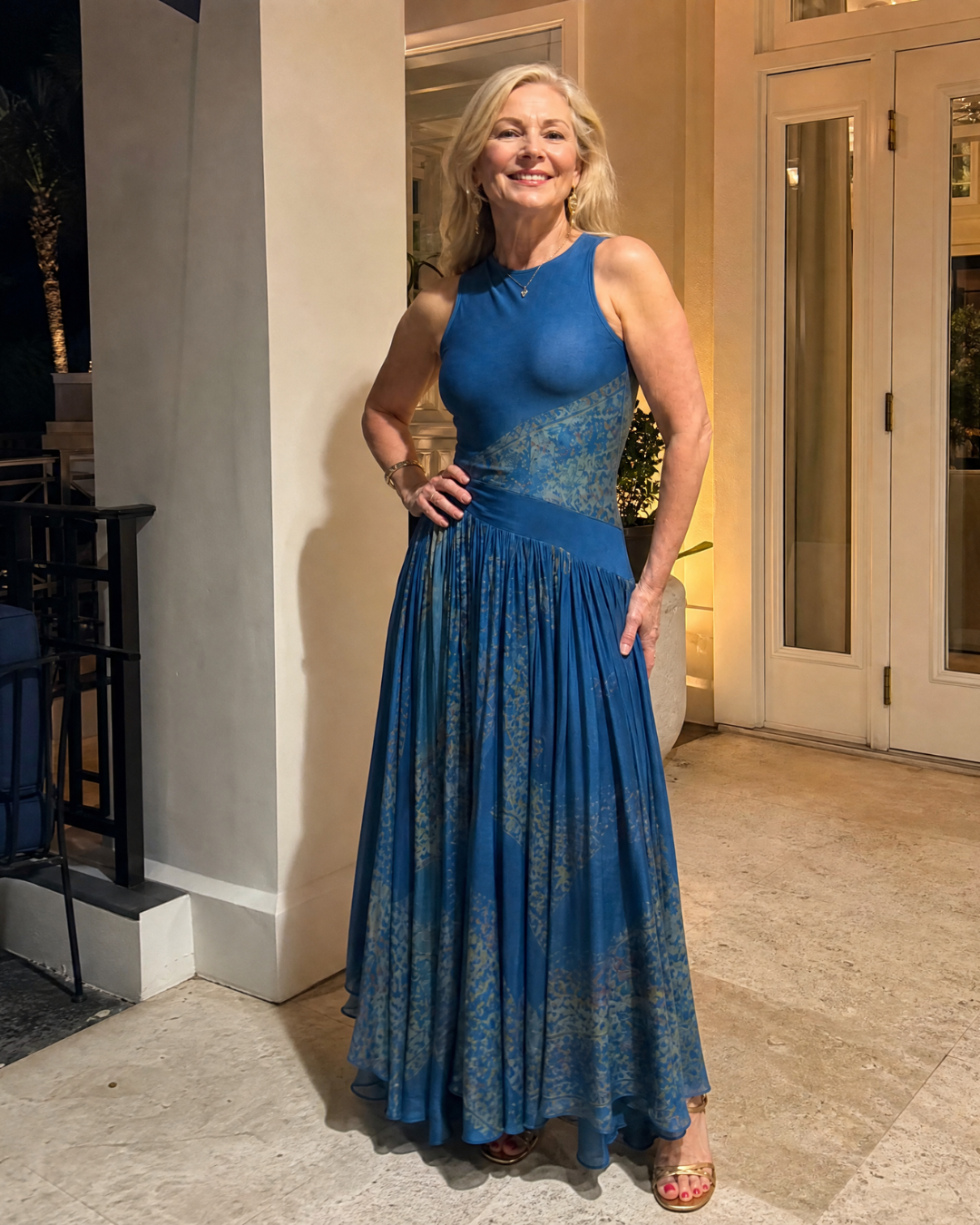 Tovassa | Sleeveless Printed Bodice And Flowing Maxi Skirt Set