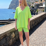 Saffthea | V Neck Top And Shorts Relaxed Fit Set