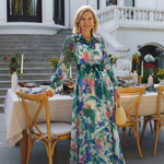 Camndra | Long Sleeve Printed Belted Maxi Dress