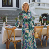 Camndra | Long Sleeve Printed Belted Maxi Dress