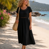 Milsette | Textured Short Sleeve Relaxed Knee Length Dress