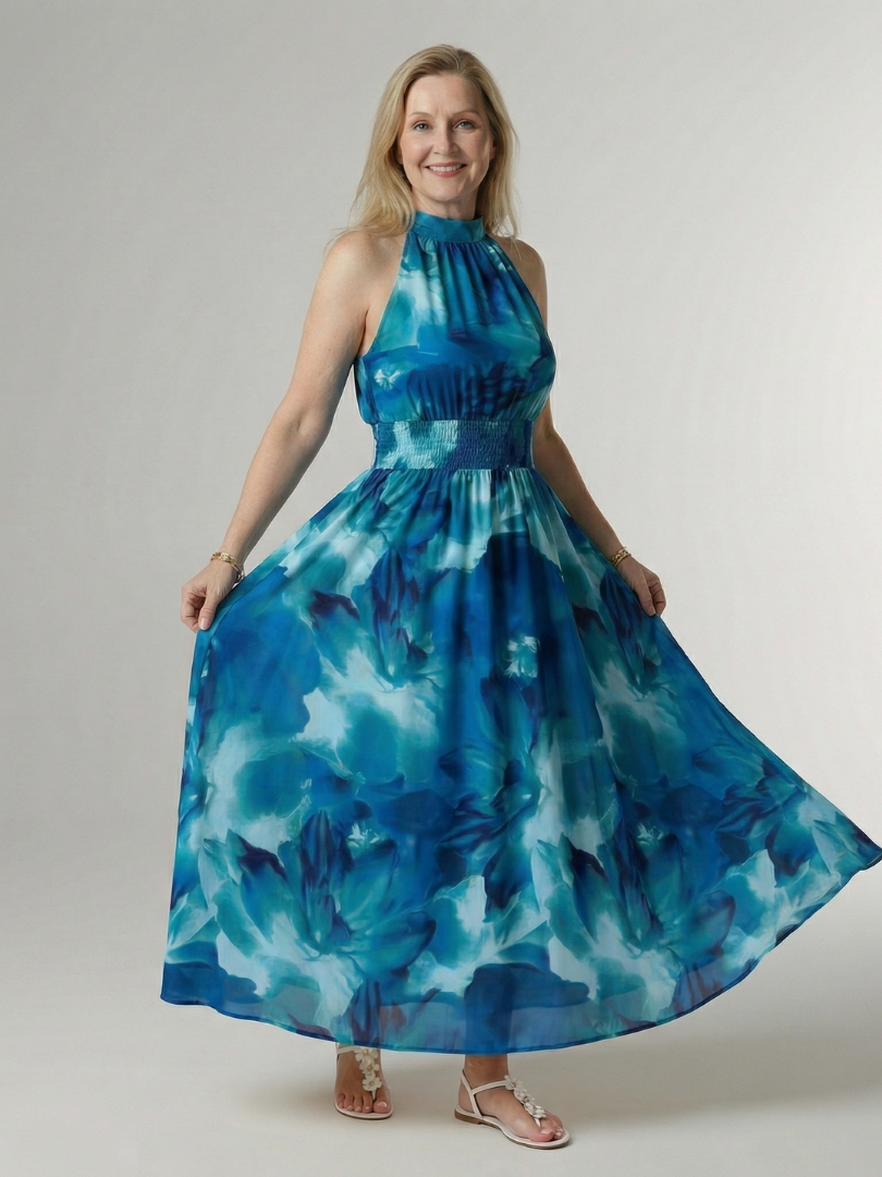 Penlora | Gathered Halter Midi Dress