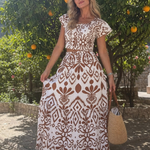 Hilalora | Short Flutter Sleeve Flared Skirt Midi Dress